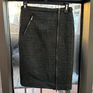 Jcrew houndstooth wool skirt with cool zippers size 2 NWT new